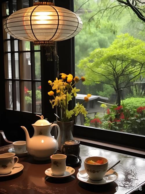 初雪雾蒙窗，茶馆暖意浓——冬日里的温馨邃景